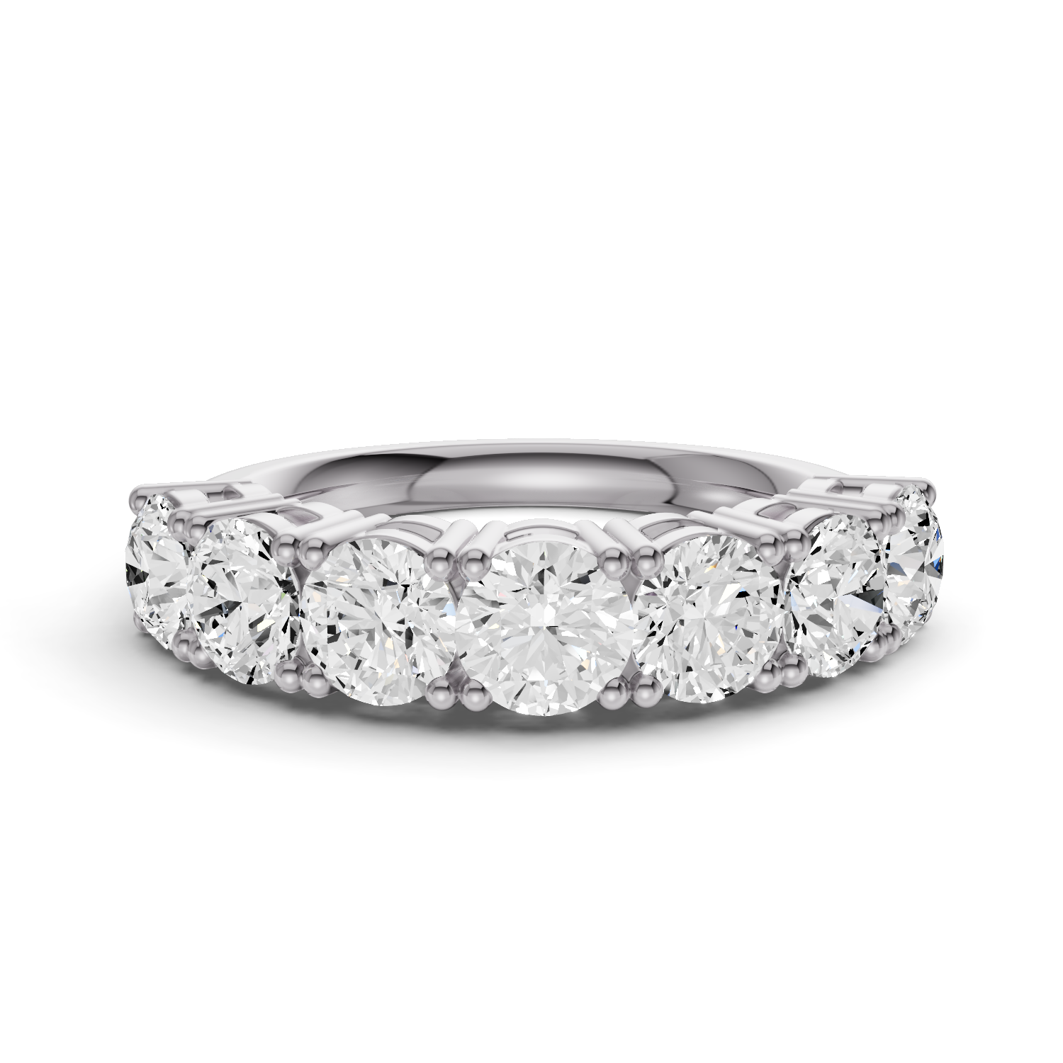 Round Lab Grown Diamond Seven-Stone Anniversary Band in 14Karat Gold Basket Setting