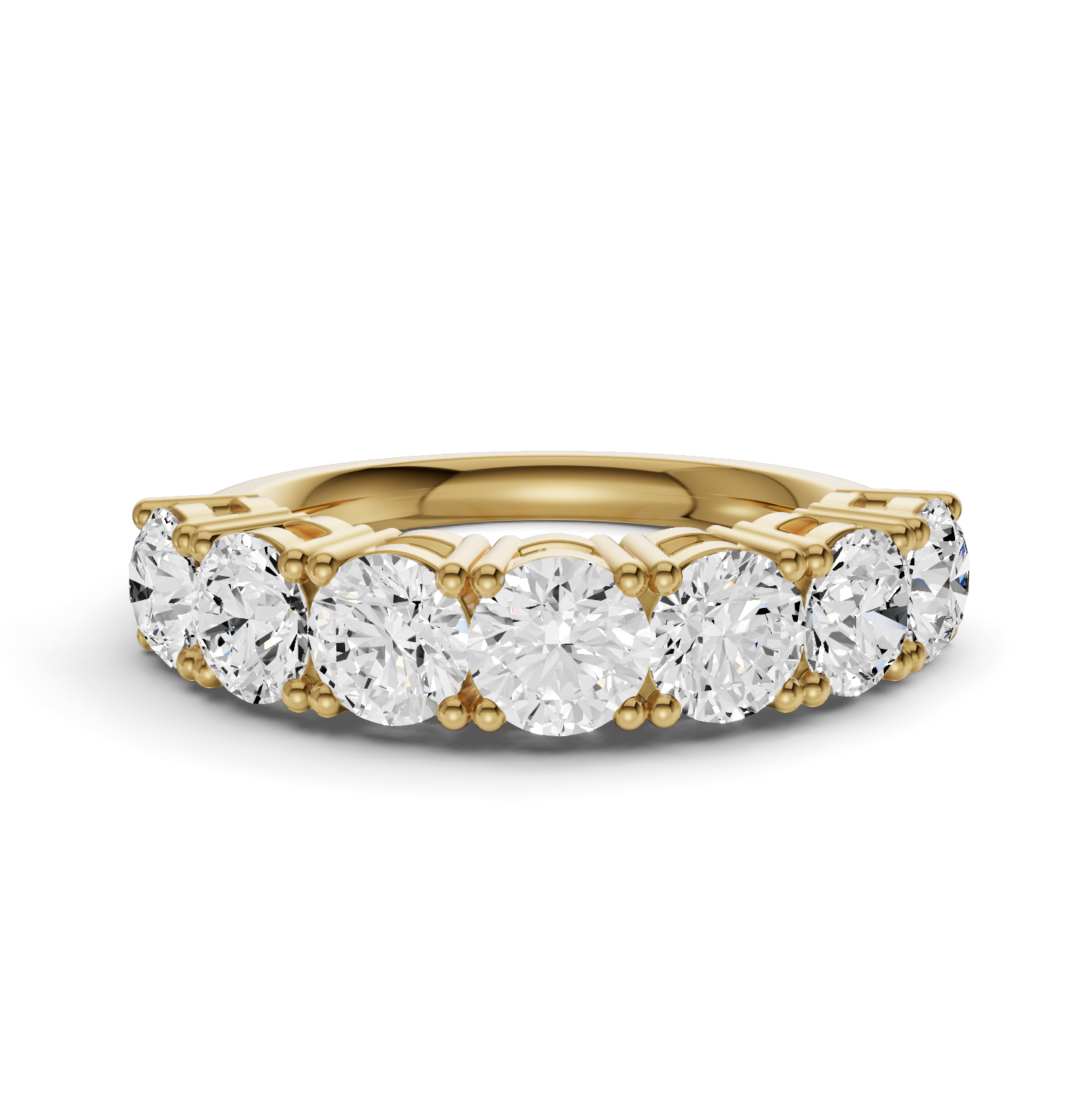 Round Lab Grown Diamond Seven-Stone Anniversary Band in 14Karat Gold Basket Setting