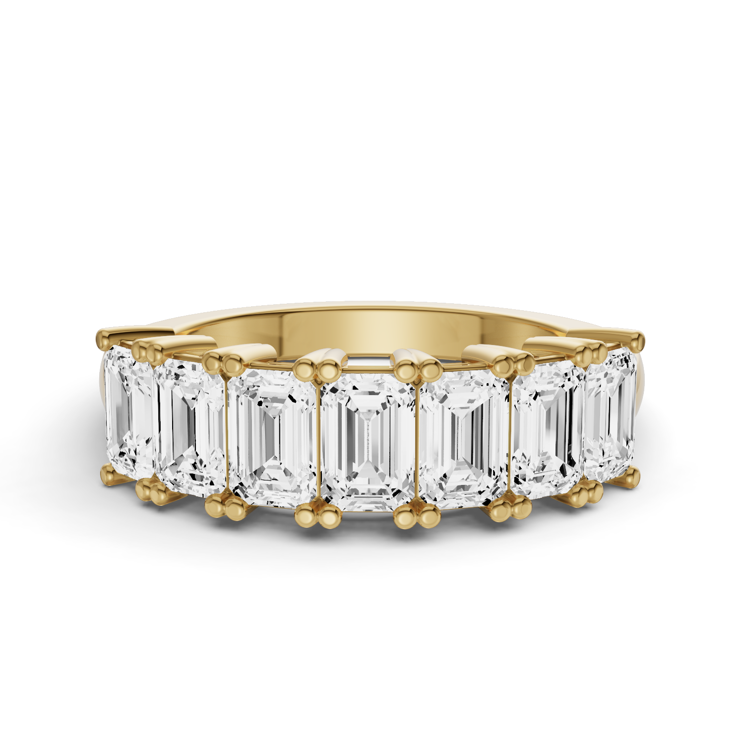 Emerald Lab Grown Diamond Seven-Stone Anniversary Band in 14 Karat Gold Basket Setting