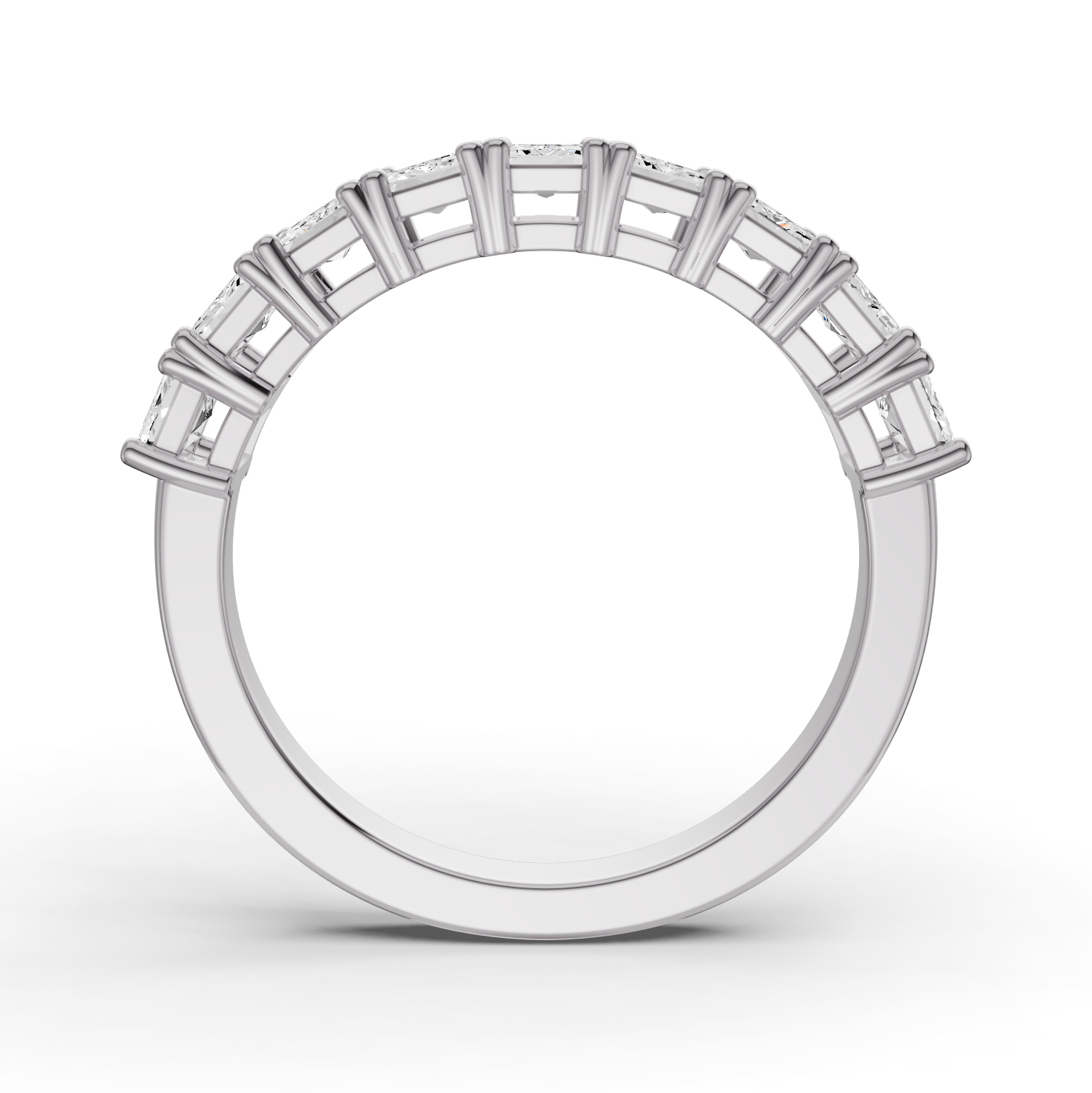 Emerald Lab Grown Diamond Nine-Stone Anniversary Band in 14 Karat Gold Basket Setting