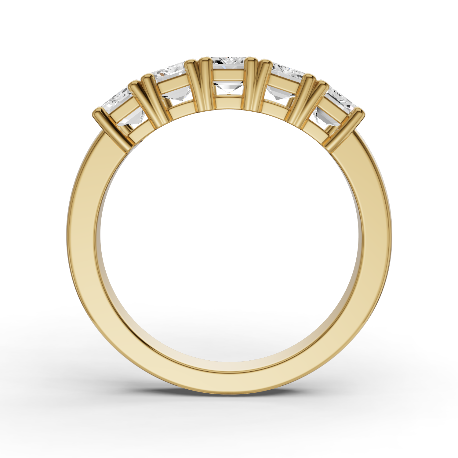 Emerald Lab Grown Diamond Five-Stone Anniversary Band in 14 Karat Gold Basket Setting