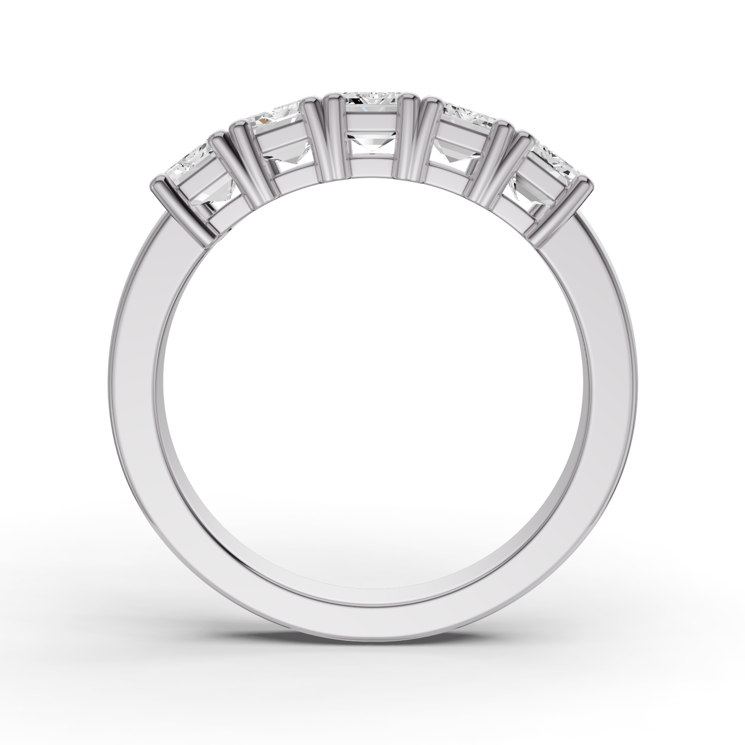 Emerald Lab Grown Diamond Five-Stone Anniversary Band in 14 Karat Gold Basket Setting