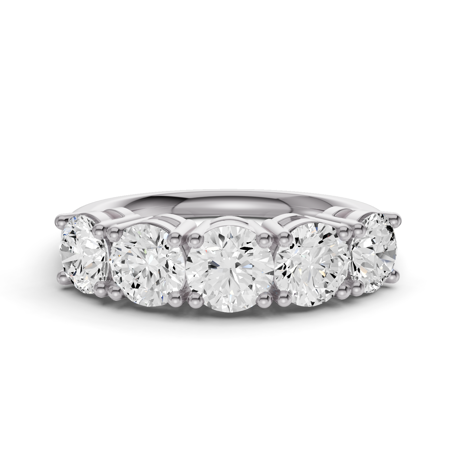 Round Lab Grown Diamond Five-Stone Anniversary Band in 14Karat Gold Basket Setting