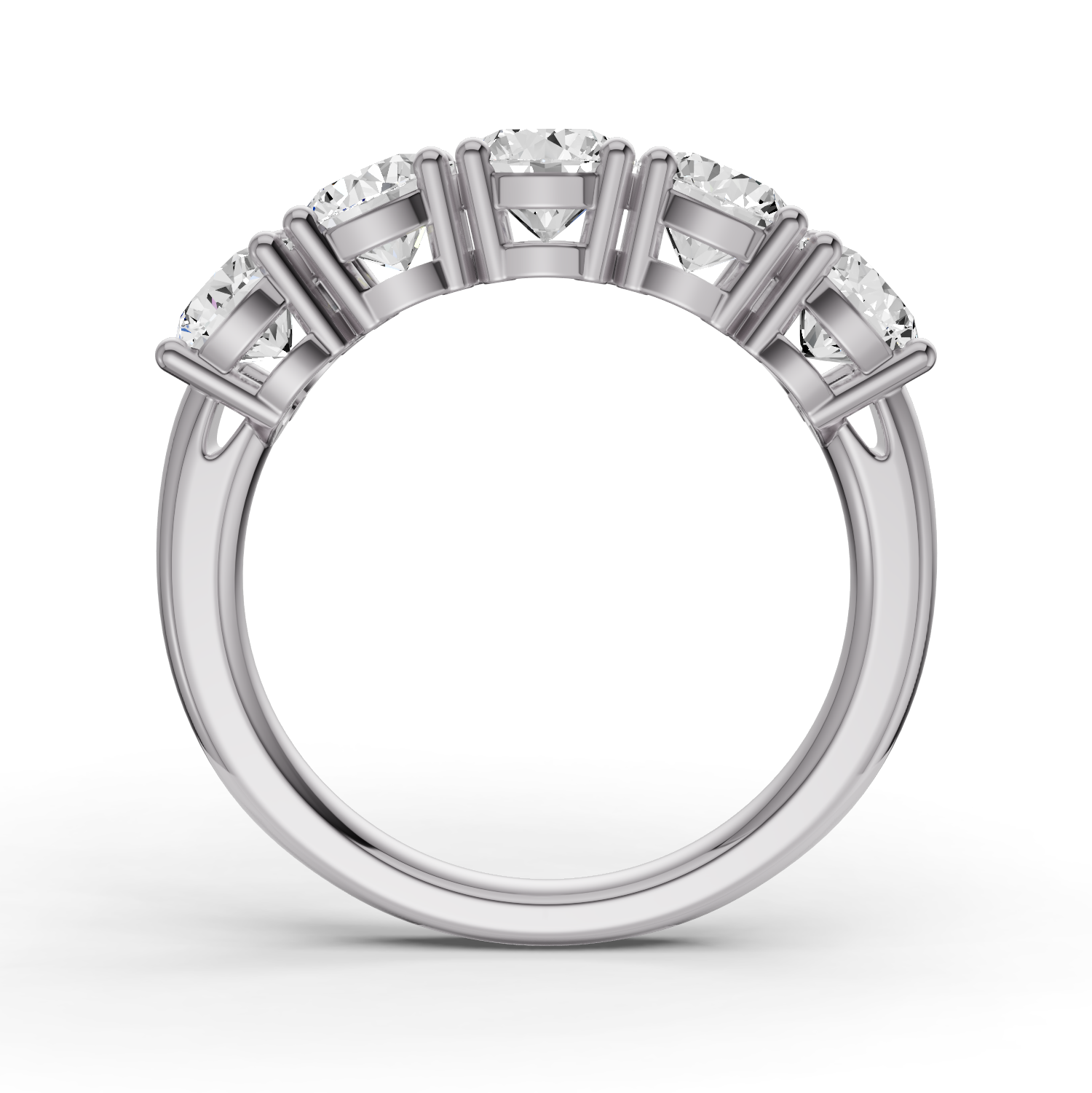 Round Lab Grown Diamond Five-Stone Anniversary Band in 14Karat Gold Basket Setting