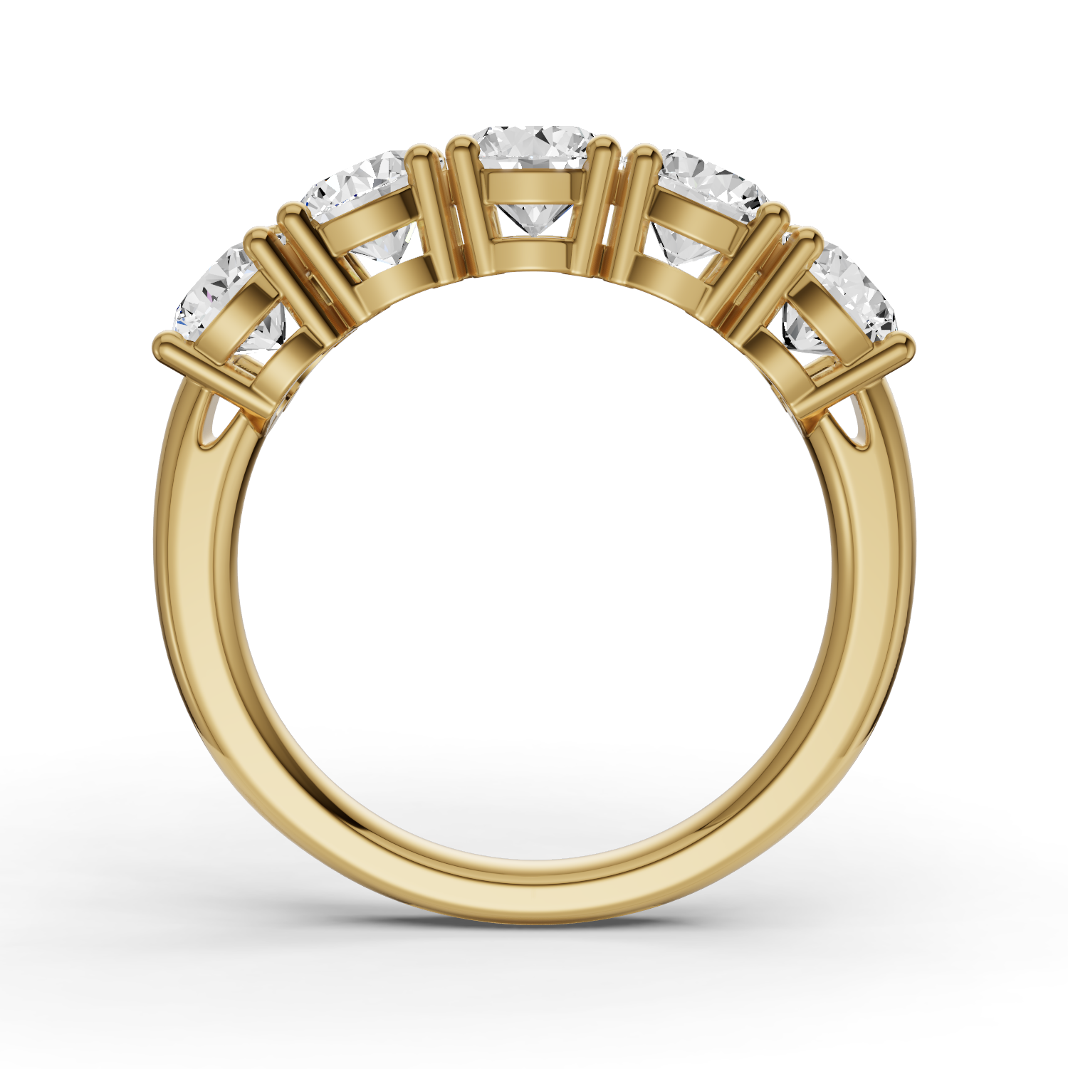 Round Lab Grown Diamond Five-Stone Anniversary Band in 14Karat Gold Basket Setting