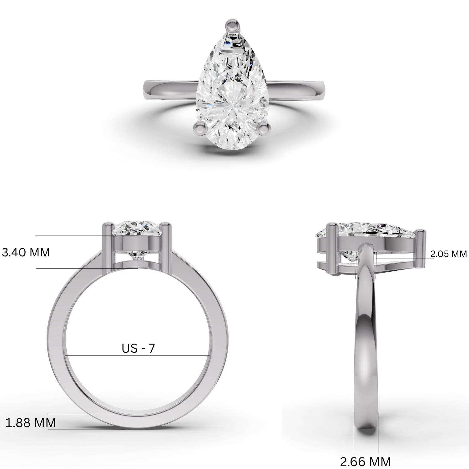 Pear Basket Solitaire Lab Grown Diamond in 14 Karat Gold