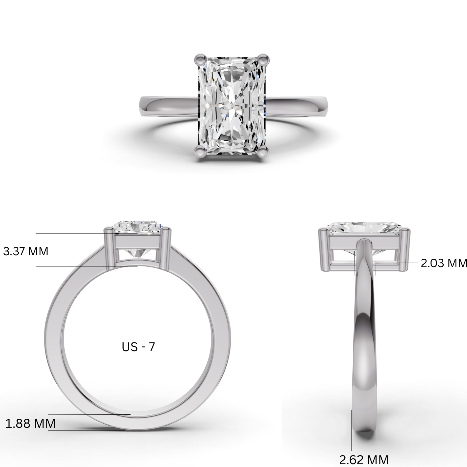 Radiant Basket Solitaire Lab Grown Diamond in 14 Karat Gold