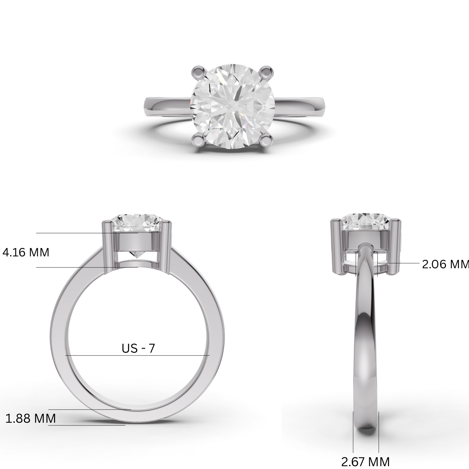 Round Basket Solitaire Lab Grown Diamond in 14 Karat Gold