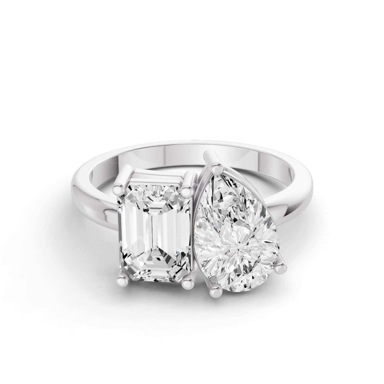 4 CT TW Toi et Moi Mixed Shape Two Stone Lab Grown Diamond Rings in 14 Karat Gold