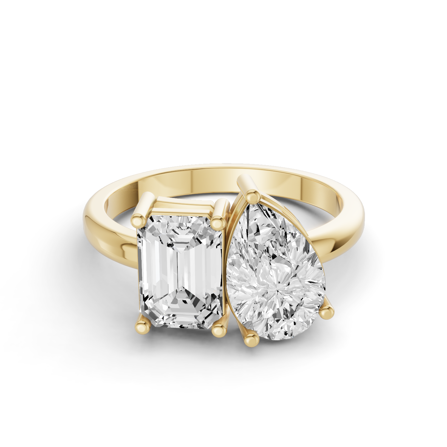 4 CT TW Toi et Moi Mixed Shape Two Stone Lab Grown Diamond Rings in 14 Karat Gold