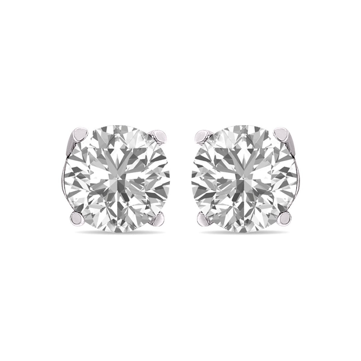Round Screw Back Solitaire Lab grown Diamond Earring Studs in 14 Karat Gold