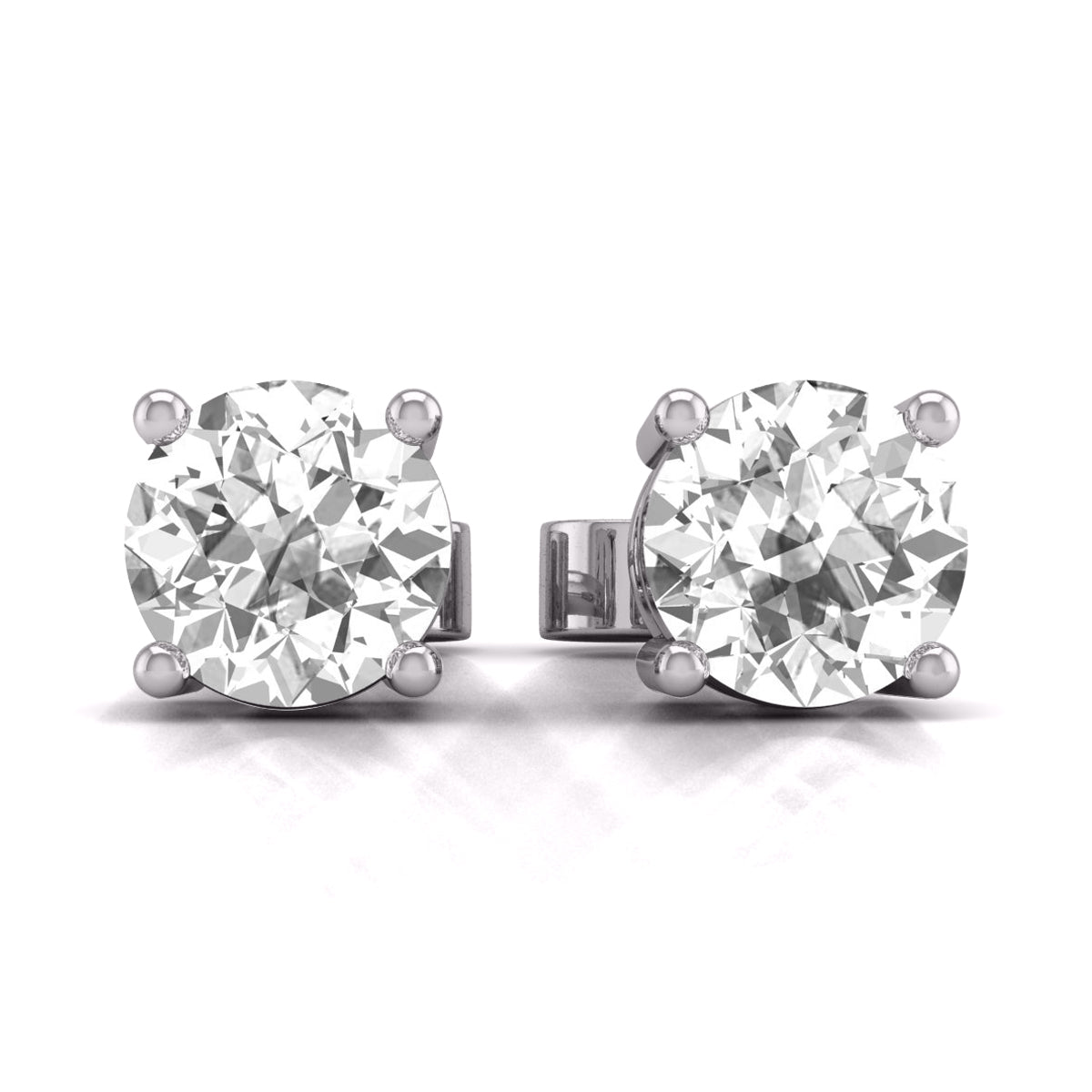 Round Solitaire Lab grown Diamond Earring Studs in 14 Karat Gold Push Back