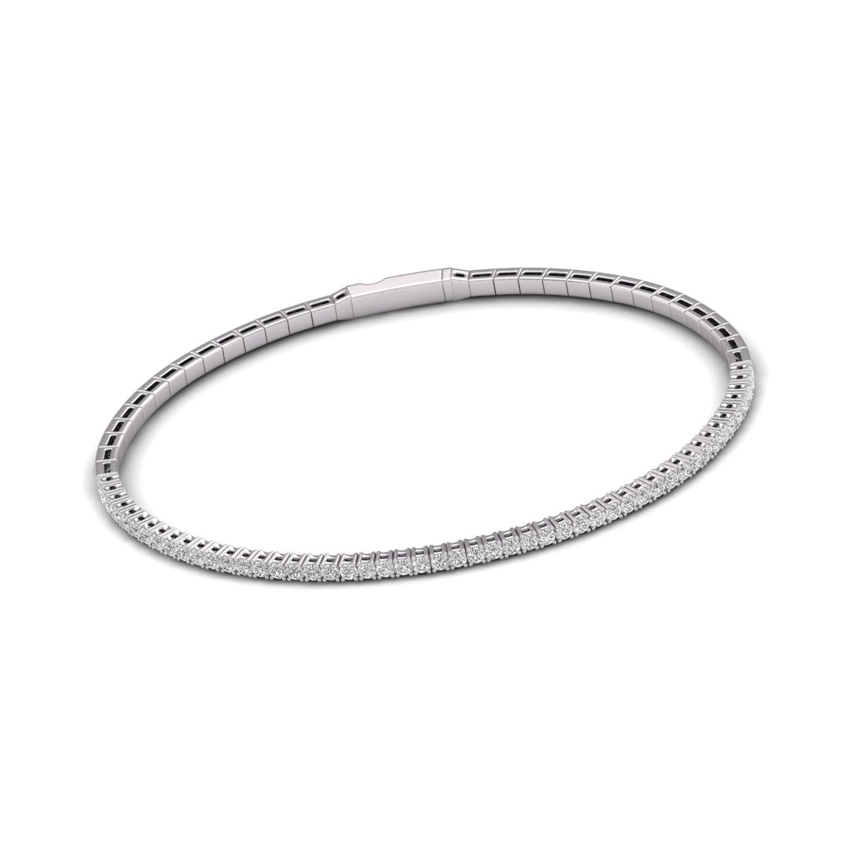 Round Lab Grown Diamond Flexi Bangle Bracelet in 14 Karat Gold