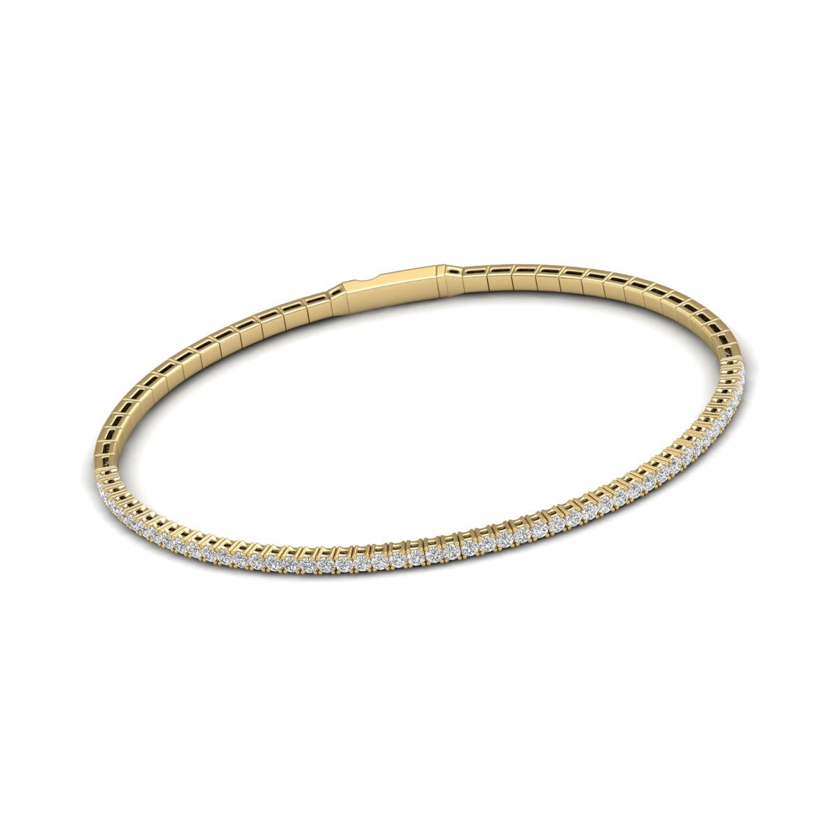 Round Lab Grown Diamond Flexi Bangle Bracelet in 14 Karat Gold
