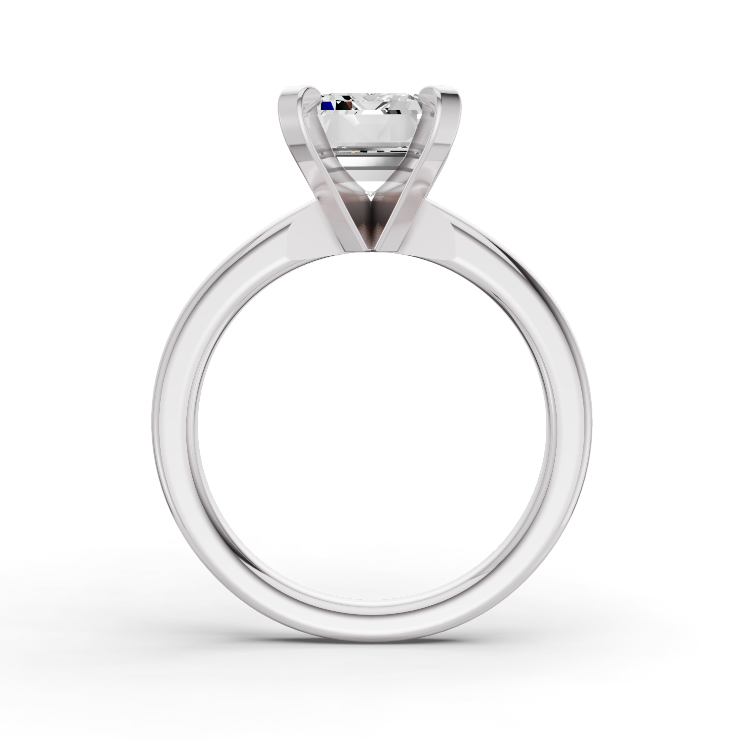 Emerald Solitaire Lab Grown Diamond Low Setting in 14 Karat Gold