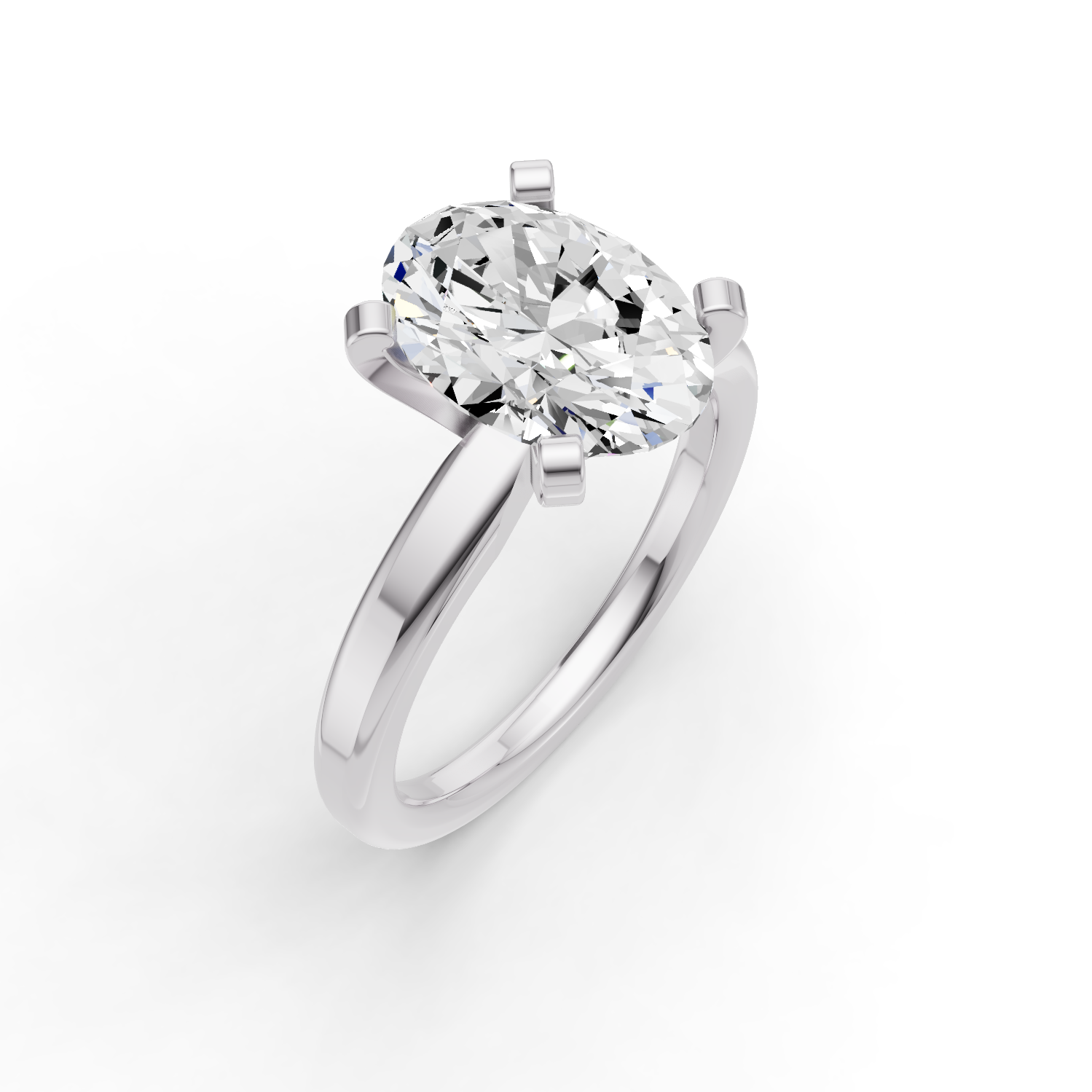 Oval Solitaire Lab Grown Diamond Low Setting in 14 Karat Gold