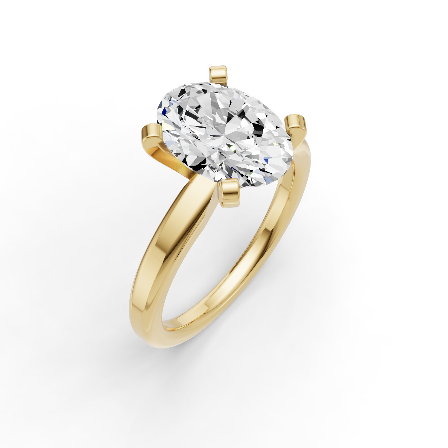 Oval Solitaire Lab Grown Diamond Low Setting in 14 Karat Gold
