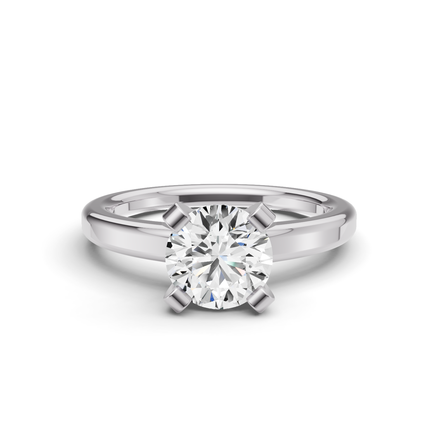 Round Solitaire Lab Grown Diamond Low Setting in 14 Karat Gold