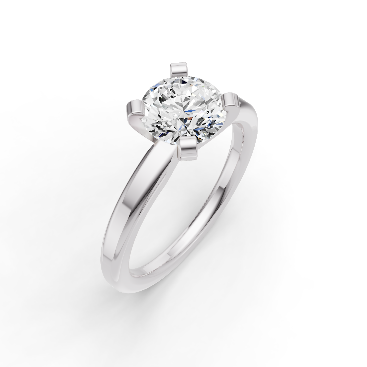 Round Solitaire Lab Grown Diamond Low Setting in 14 Karat Gold