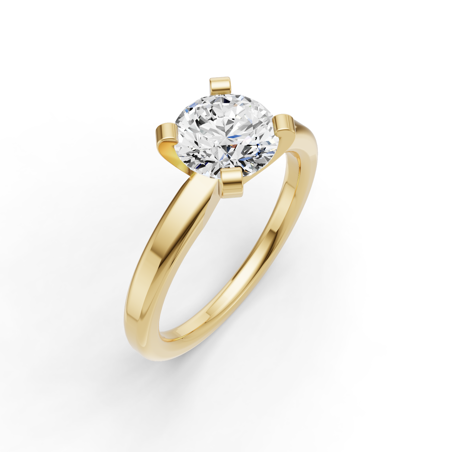 Round Solitaire Lab Grown Diamond Low Setting in 14 Karat Gold