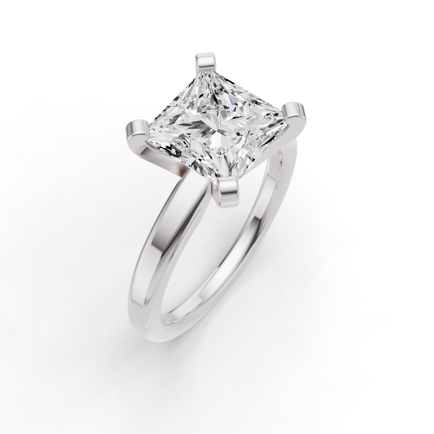 Princess Solitaire Lab Grown Diamond Low Setting in 14 Karat Gold