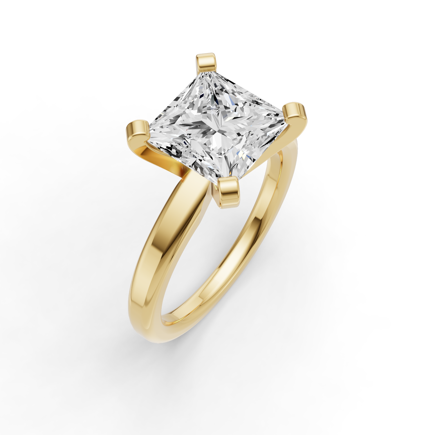 Princess Solitaire Lab Grown Diamond Low Setting in 14 Karat Gold