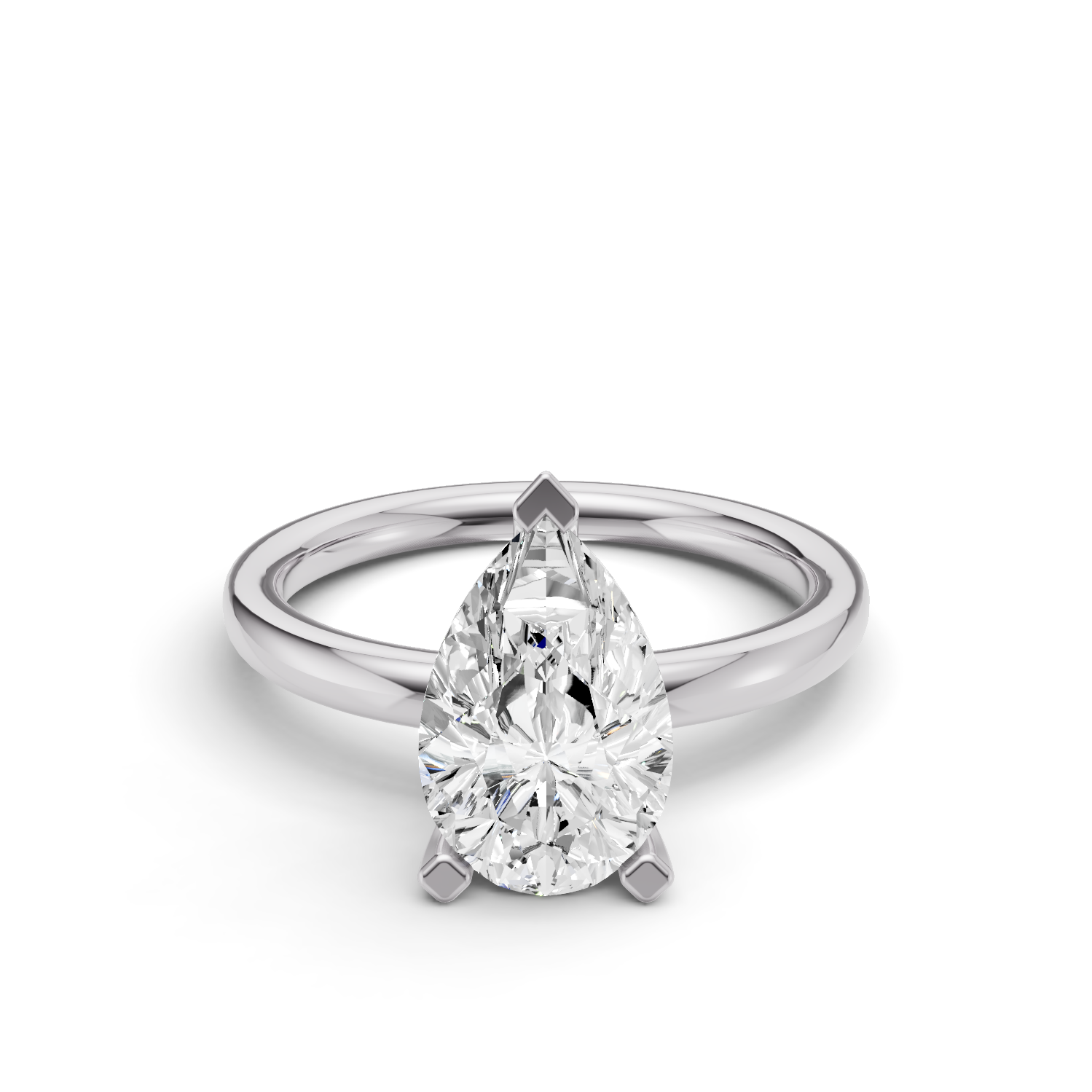 Pear Solitaire Lab Grown Diamond Low Setting in 14 Karat Gold