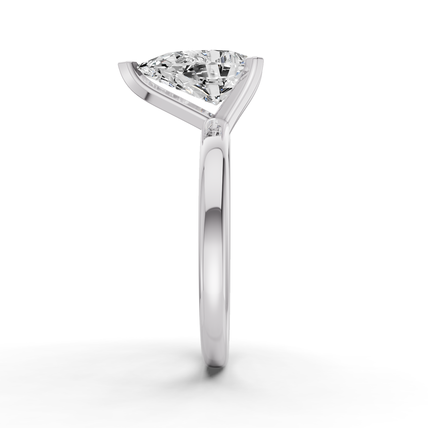 Pear Solitaire Lab Grown Diamond Low Setting in 14 Karat Gold