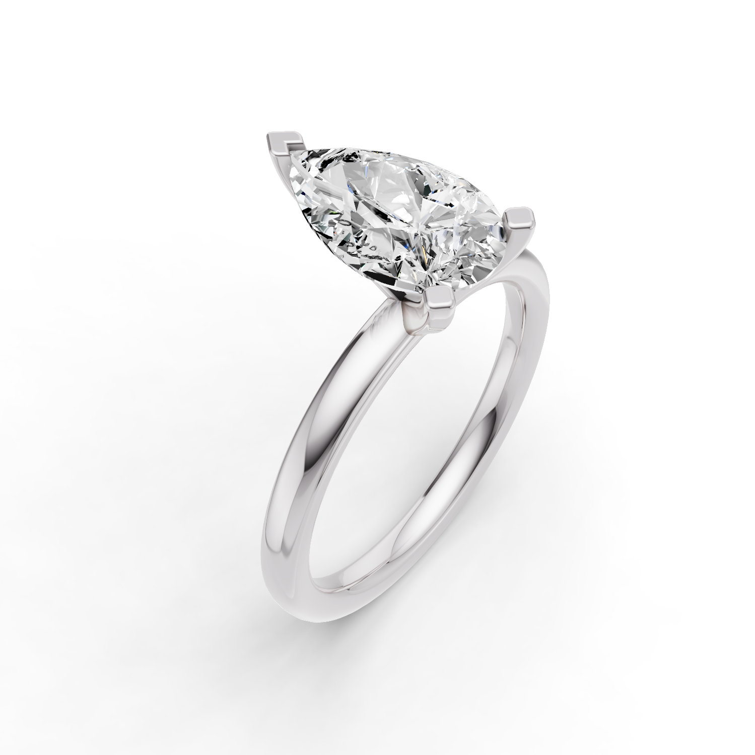Pear Solitaire Lab Grown Diamond Low Setting in 14 Karat Gold