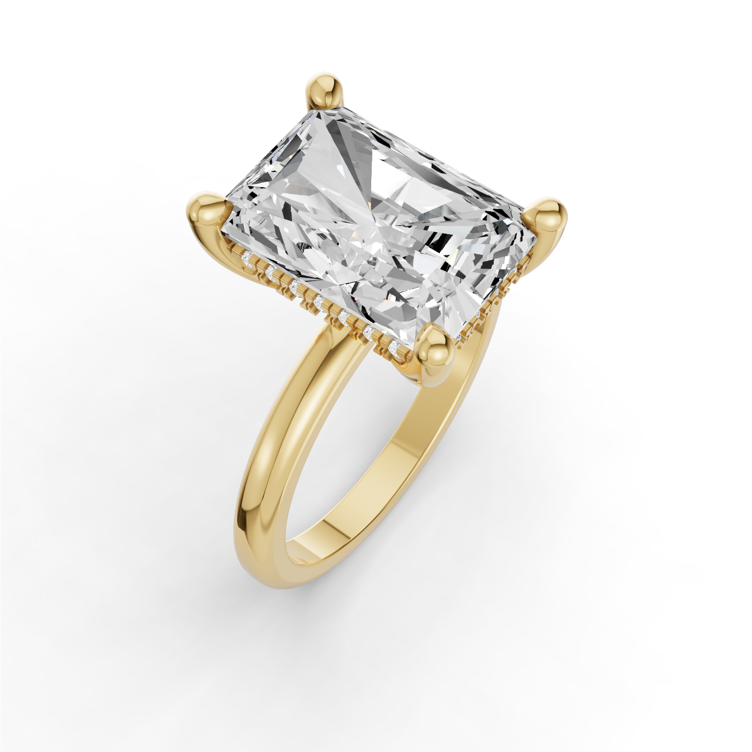 Radiant Hidden Halo Plain Shank Engagement Lab Grown Diamond Ring