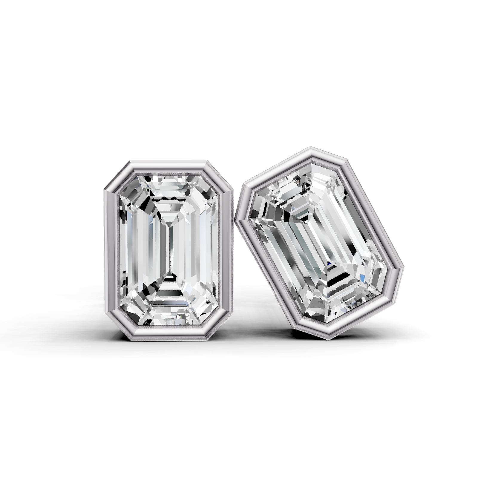 Emerald Solitaire Lab Grown Diamond Bezel Studs