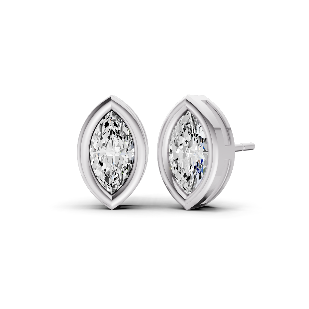 Marquise Solitaire Lab Grown Diamond Bezel Studs
