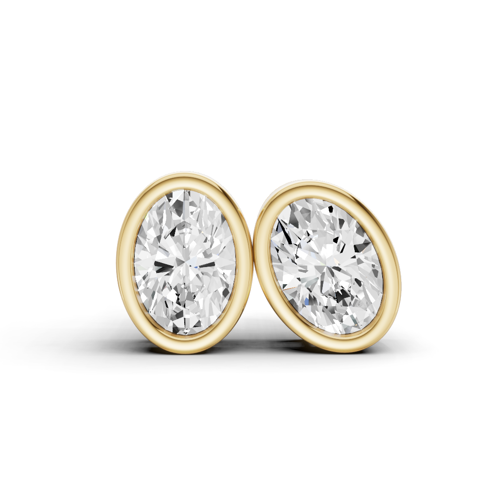 Oval Solitaire Lab Grown Diamond Bezel Studs