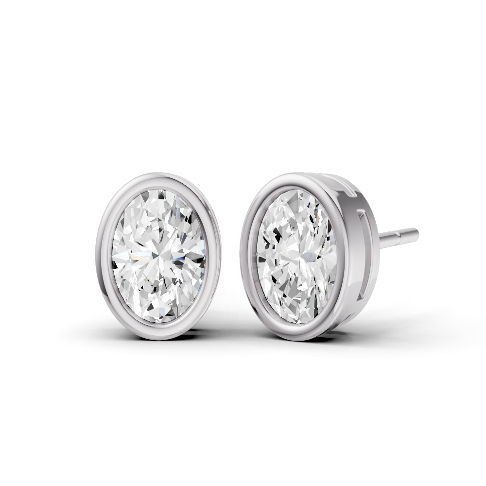 Oval Solitaire Lab Grown Diamond Bezel Studs