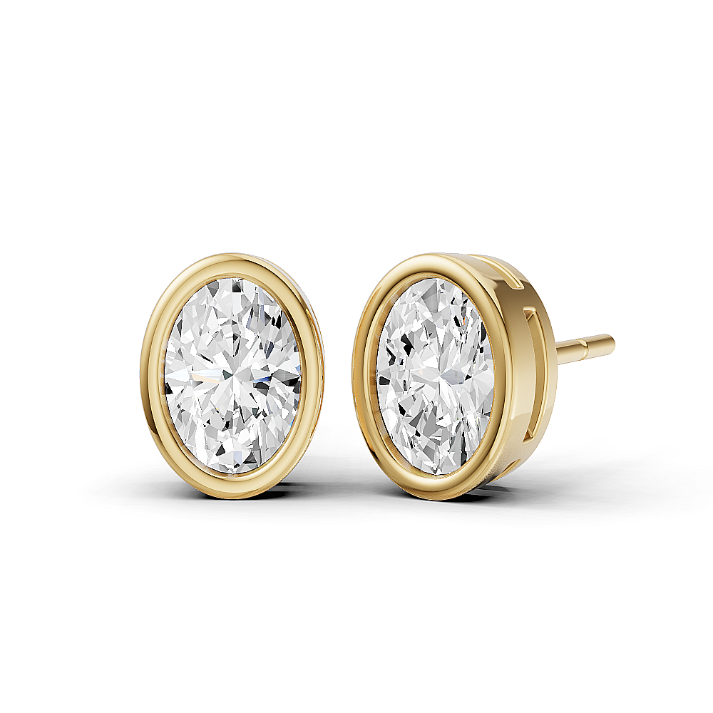 Oval Solitaire Lab Grown Diamond Bezel Studs
