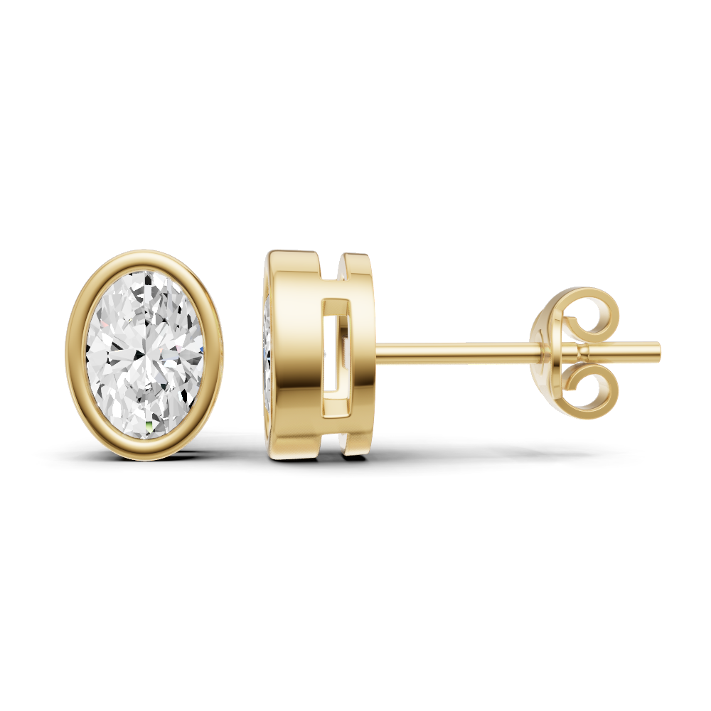 Oval Solitaire Lab Grown Diamond Bezel Studs