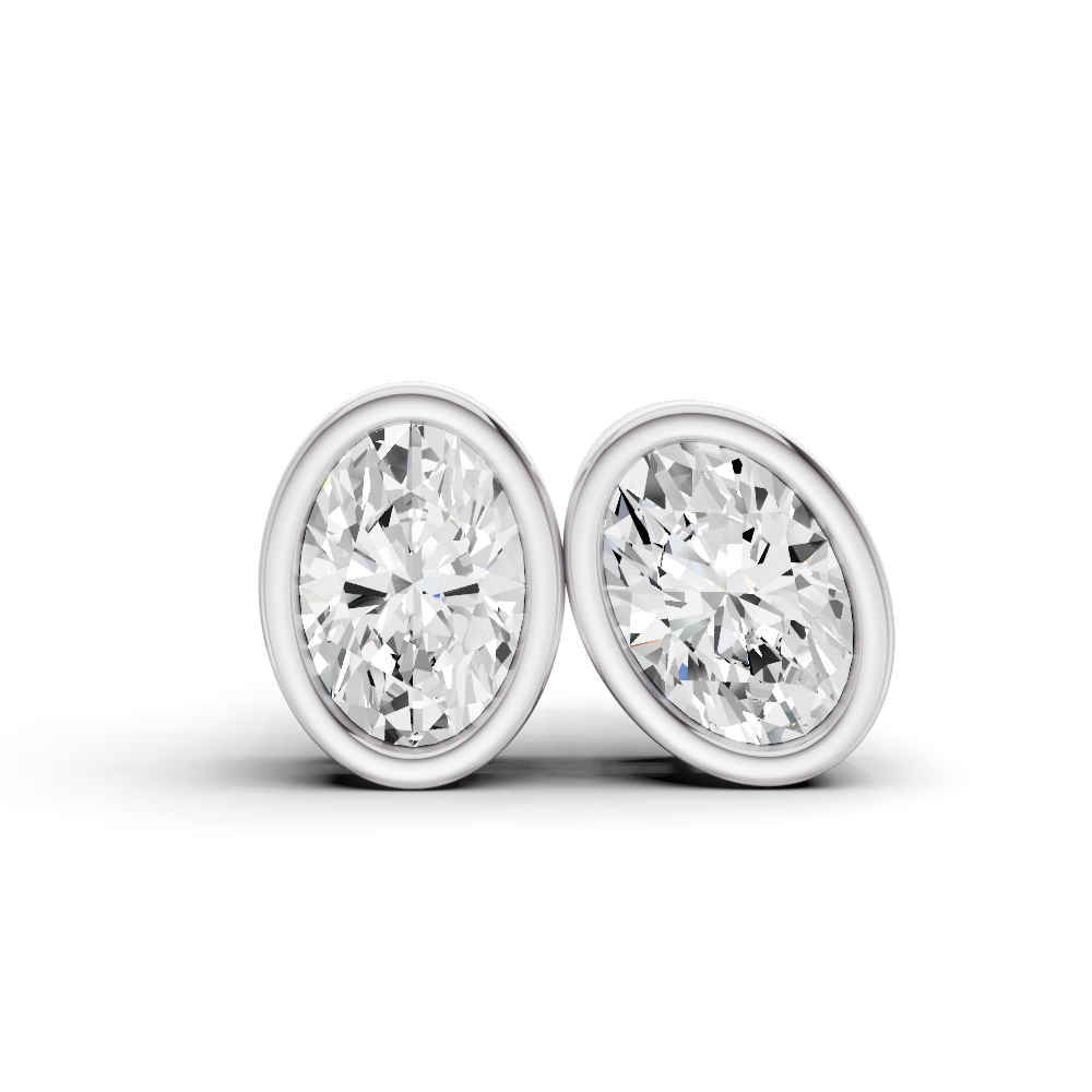 Oval Solitaire Lab Grown Diamond Bezel Studs