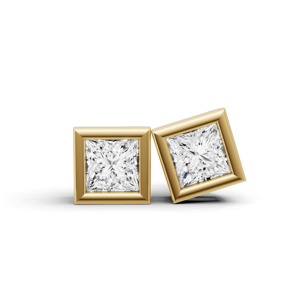 Princess Solitaire Lab Grown Diamond Bezel Studs