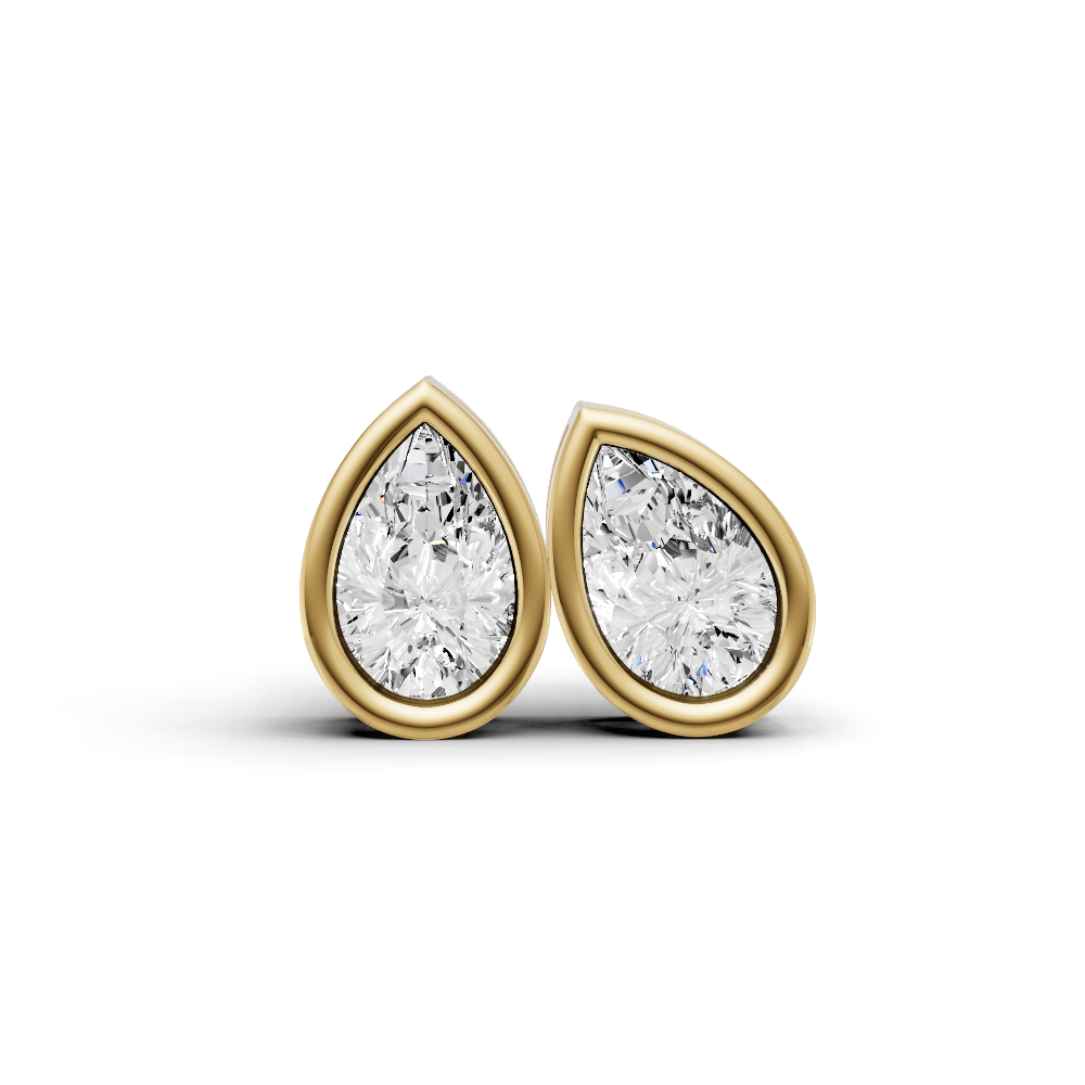 Pear Solitaire Lab Grown Diamond Bezel Studs