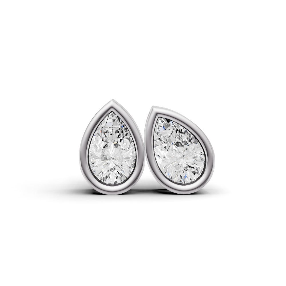 Pear Solitaire Lab Grown Diamond Bezel Studs