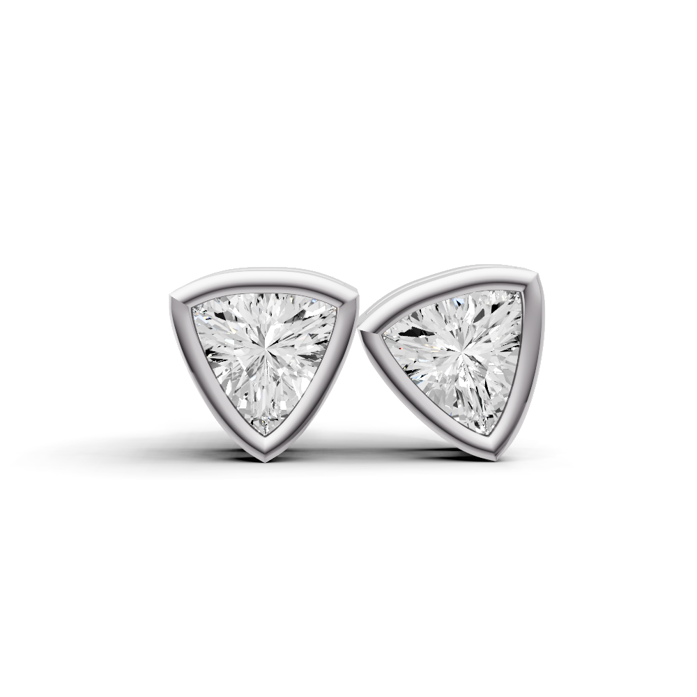 Trilliant Solitaire Lab Grown Diamond Bezel Studs