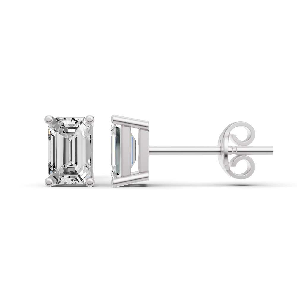 Emerald Prong Set Solitaire Lab Grown Diamond Studs