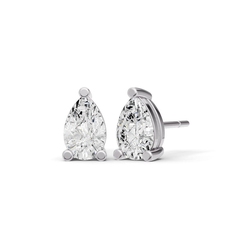 Pear Shape Prong Set Solitaire Lab Grown Diamond Studs