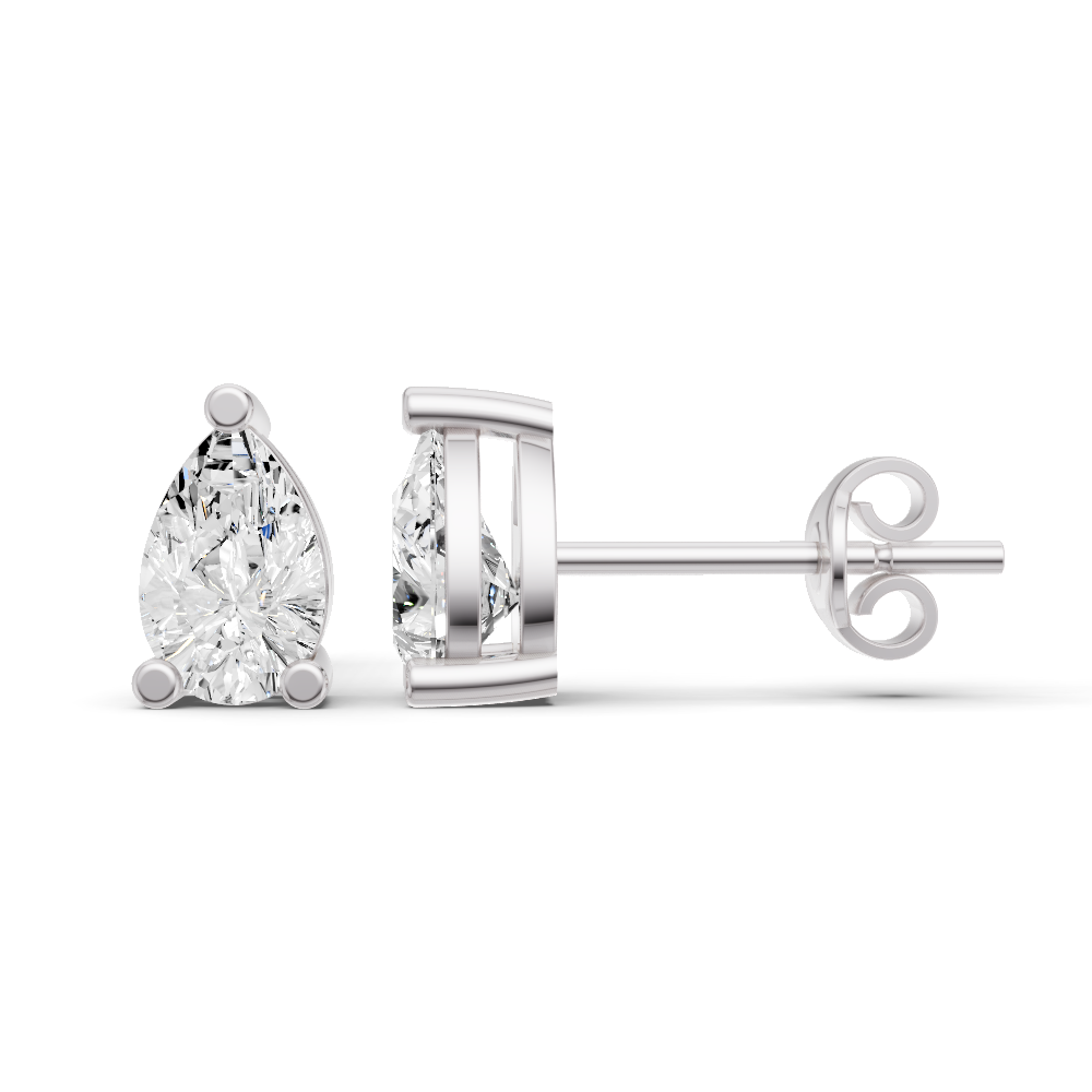Pear Shape Prong Set Solitaire Lab Grown Diamond Studs