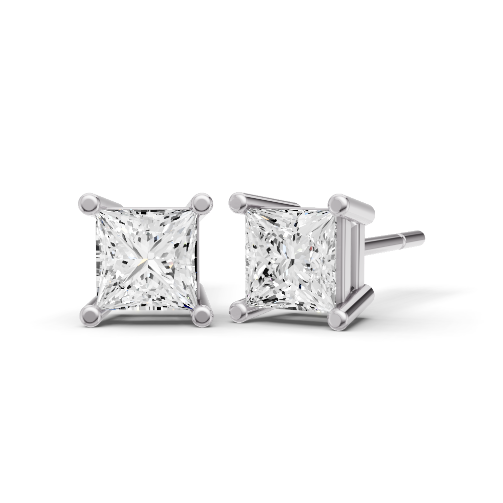 Princess Prong Set Solitaire Lab Grown Diamond Studs