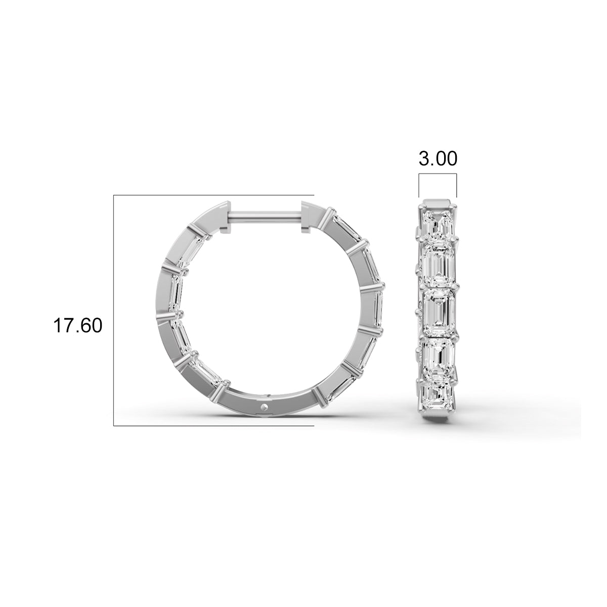 North-South Emerald 2 CTW Fancy Inside Out Hoop Earrings Lab Grown Diamonds