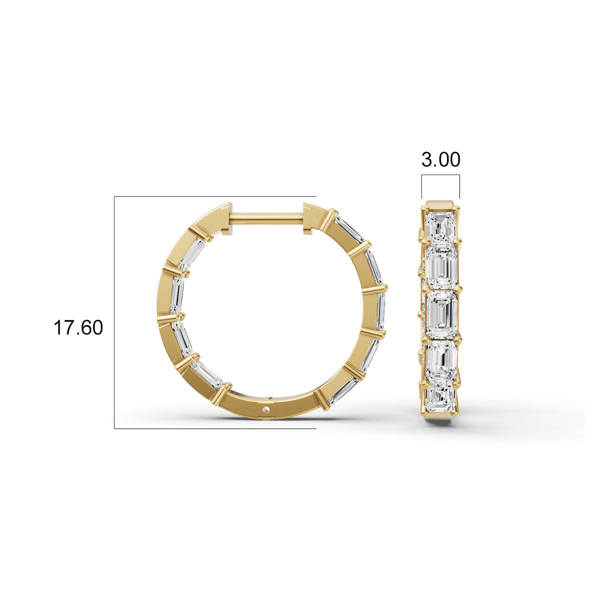 North-South Emerald 2 CTW Fancy Inside Out Hoop Earrings Lab Grown Diamonds