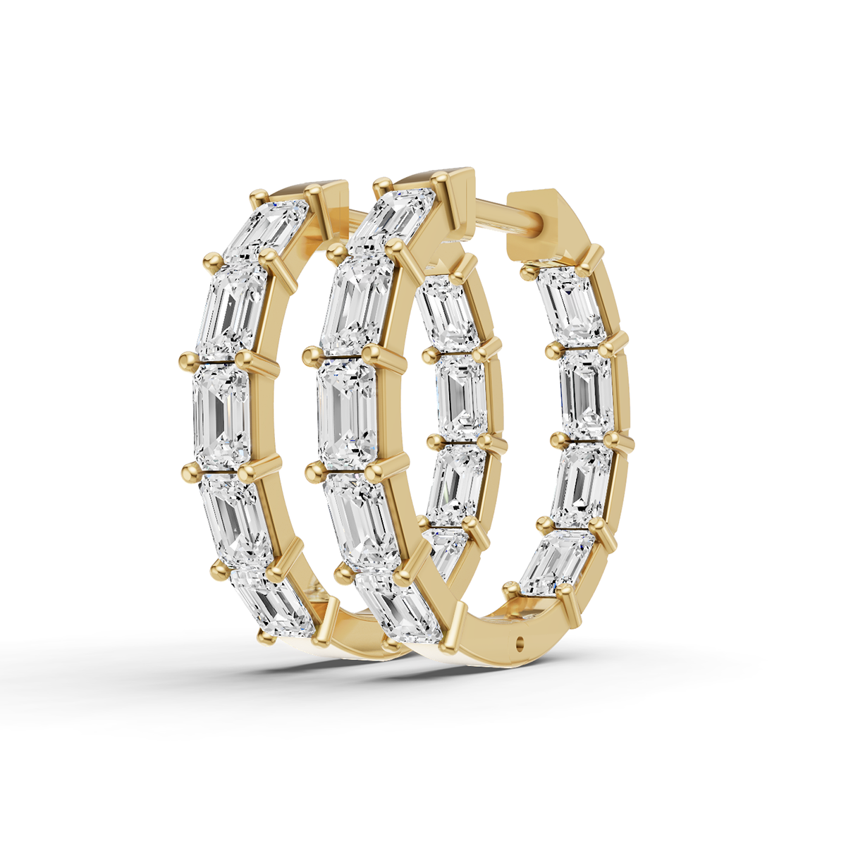 North-South Emerald 2 CTW Fancy Inside Out Hoop Earrings Lab Grown Diamonds