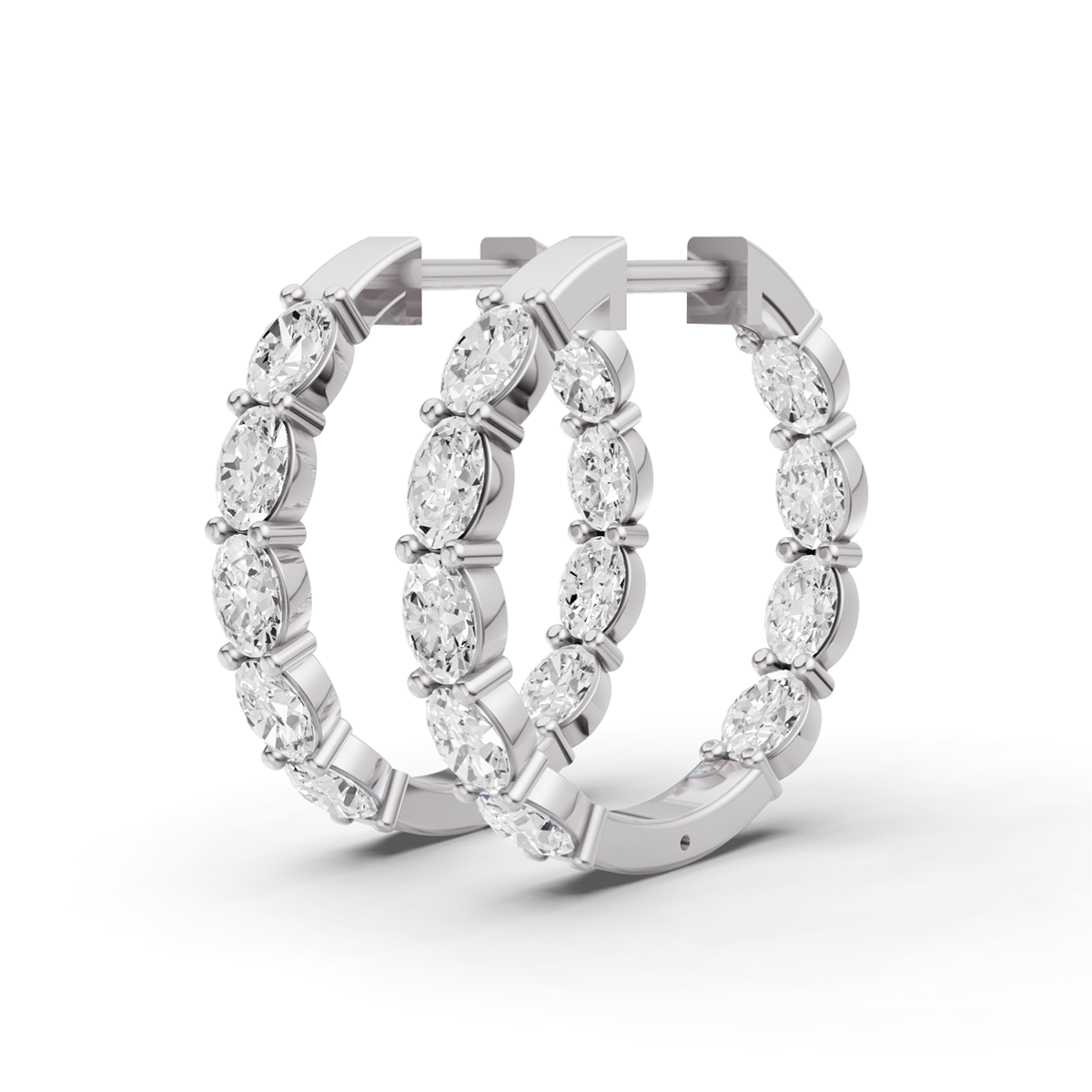 North-South Oval 2 CTW Fancy Inside Out Hoop Earrings Lab Grown Diamonds