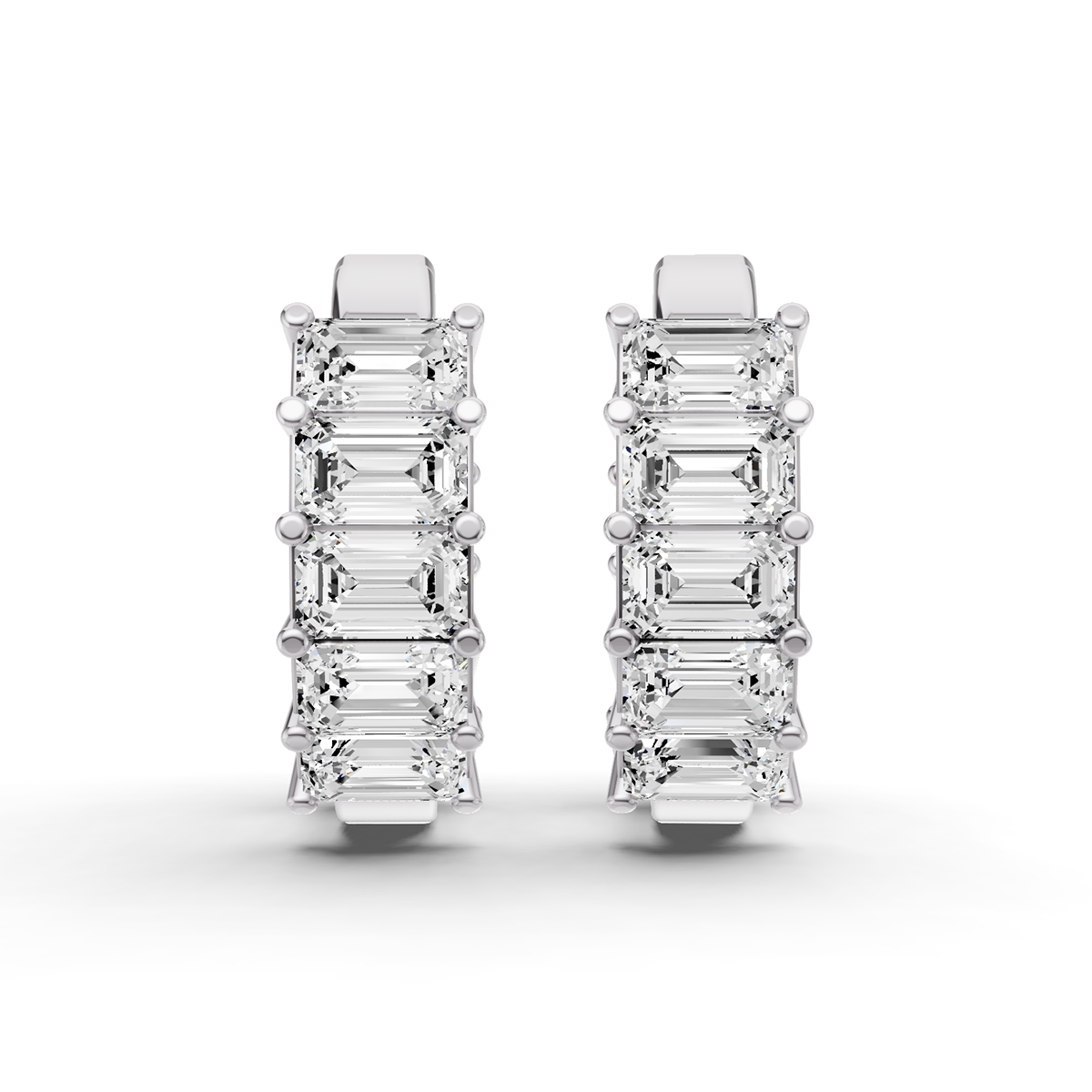 East - West Emerald 2 CTW Fancy Inside Out Hoop Earrings Lab Grown Diamonds